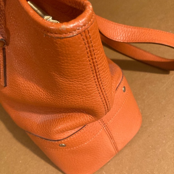 Beautiful Burberry handbag in orange pebbled leather - Picture 6 of 8